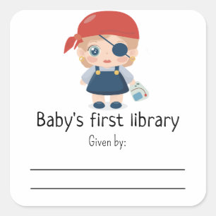 Baby piraat meisje - Baby's eerste bibliotheek Vierkante Sticker