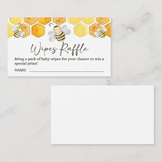 Baby pluis Raffle Tickets Honey Bee Shower Informatiekaartje (Voorkant / Achterkant)