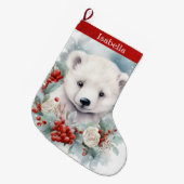 Baby Polar Beer Cub Naam toevoegen Schattige Chris Grote Kerstsok (Voorkant (Hangend))