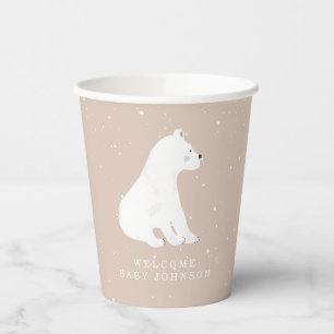 Baby Polar Beer Cub Pink Winter Baby shower Papieren Bekers