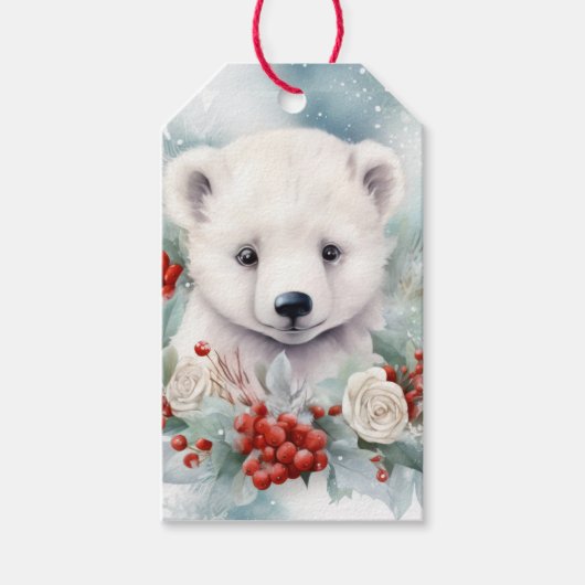 Baby Polar Beer welp cadeau kerstcadeau Cadeaulabel (Voorkant)