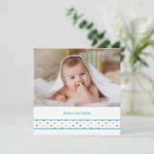 Baby Polka Dots Custom Photo Naming Ceremony Aankondiging (Staand voorkant)