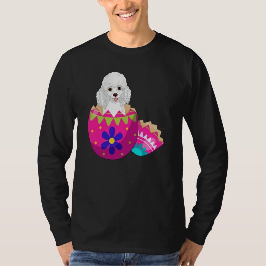 Baby Poodle Hatching From Easter Egg Easter Day T-shirt (Voorkant)