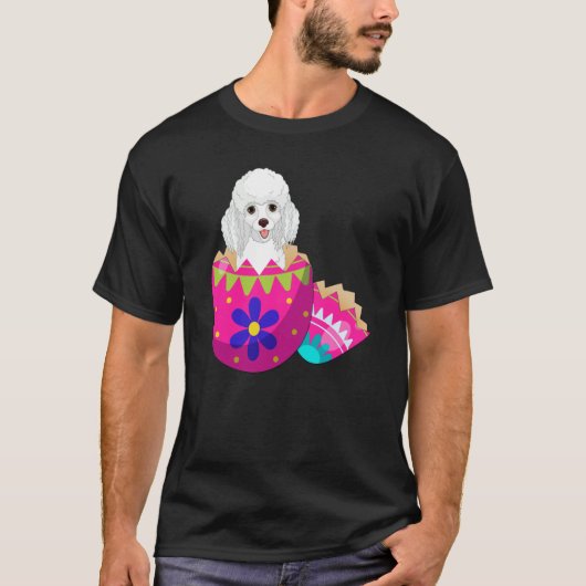 Baby Poodle Hatching From Easter Egg Easter Day T-shirt (Voorkant)