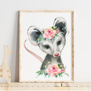 Baby Possum Bosdier Nursery   Muurprint Poster