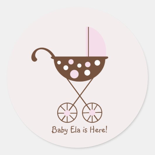 Baby Pram Mod Sticker Roze (Voorkant)