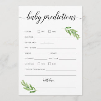 Baby Predication Card voor Baby shower Greenery