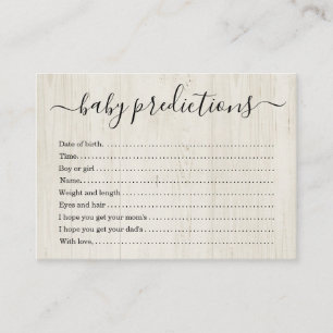 Baby Prediccard Baby shower - Rustic Wood Contactkaartje