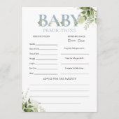 Baby Predictions Baby shower de verdure Carte de j (Devant)