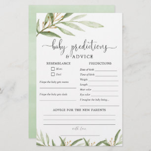 Baby prédictions carte conseil vert or
