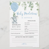 Baby pronostics carte conseil Elephant bleu ballon (Devant)