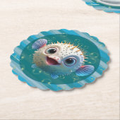 Baby Pufferfish Paper Coasters Kartonnen Onderzetters (Gekanteld)