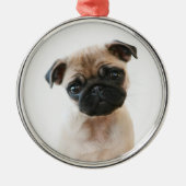 Baby Pug Portrait Metalen Ornament (Voorkant)