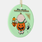 Baby Pumpkin Mijn eerste Halloween Round Ornament (Rechts)