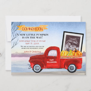 Baby Pumpkin Red Truck Echografie Zwangerschap Aankondiging