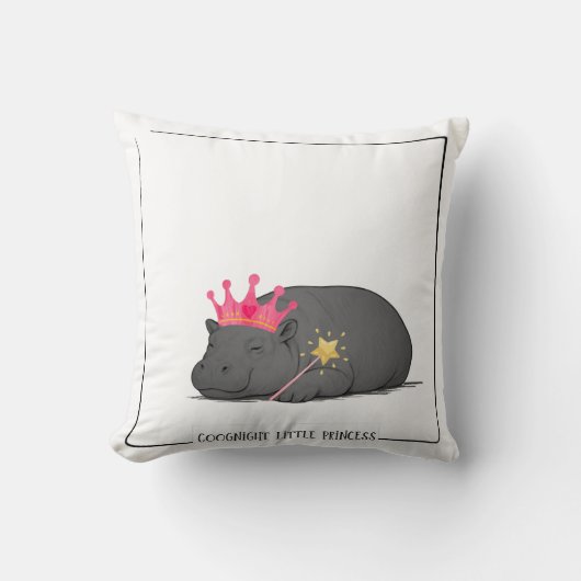 Baby Pygmy Hippo Princess Throw Pillow Kussen (Voorkant)