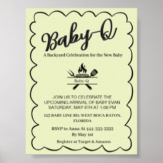 Baby-Q Achtertuin Baby Shower BBQ Baby Poster