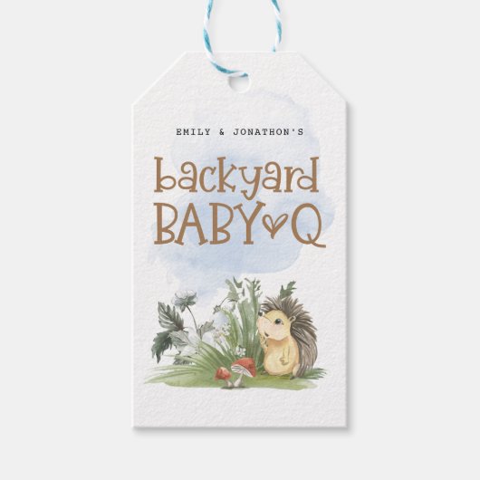Baby Q Achtertuin Baby shower Woodland Dank u Cadeaulabel (Voorkant)