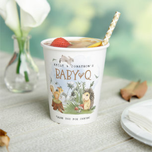 Baby Q Achtertuin Baby shower Woodland Dank u Papieren Bekers