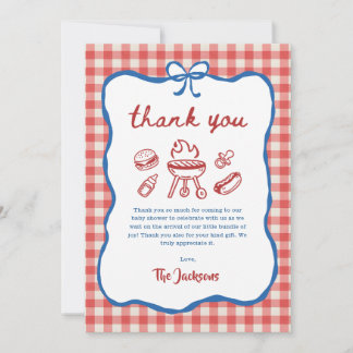 Baby Q achtertuin BBQ 4 juli baby shower Bedankkaart