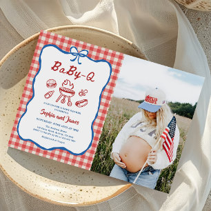 Baby Q achtertuin BBQ 4 juli baby shower foto Kaart