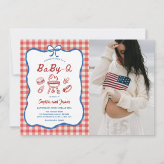 Baby Q achtertuin BBQ 4 juli baby shower foto Kaart