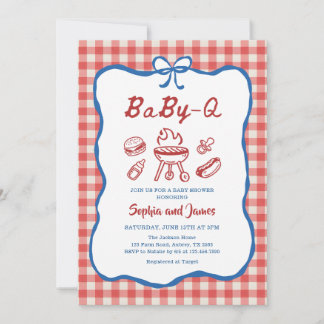 Baby Q achtertuin BBQ 4 juli baby shower Kaart