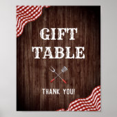 Baby Q Achtertuin BBQ Baby Shower Cadeautafel Bord Poster (Voorkant)