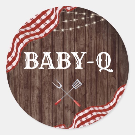 Baby-Q Achtertuin BBQ Koppel Shower Favor Stickers (Voorkant)
