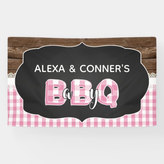 Baby Q Baby shower Banner - Roze (Horizontaal)