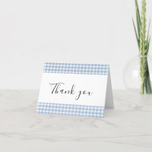 Baby Q Baby shower Barbecue Checkered Boy Blue Bedankkaart