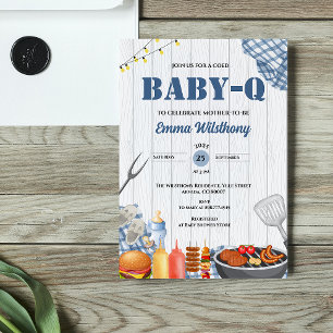 Baby-Q Baby Shower Jongen Rustieke BBQ Achtertuin Kaart