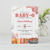 Baby-Q Baby shower Meisje Rustieke BBQ Achtertuin Kaart (Staand voorkant)