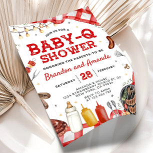 Baby-Q Baby Shower Uitnodiging, Baby Q Achtertuin Kaart