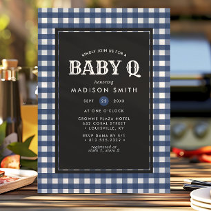 Baby Q Barbeque Blue Summer Country Baby shower Kaart