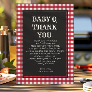 Baby Q Barbeque Rustic Country Baby Shower Rood Bedankkaart