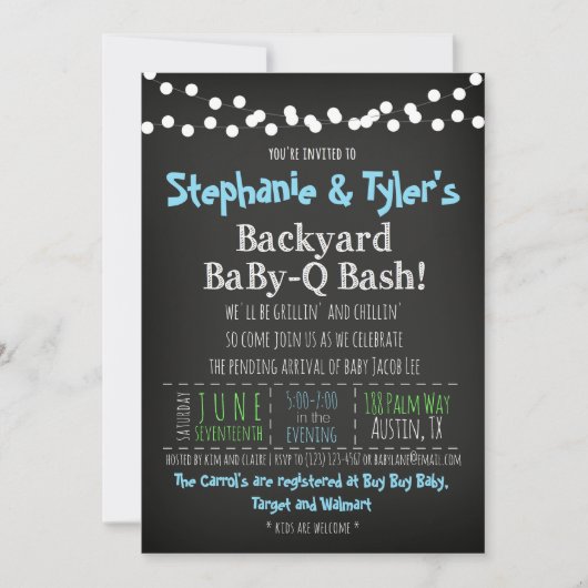 BaBy-Q BBQ Baby Boy Shower Invitation Carte de liv (Devant)