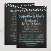 BaBy-Q BBQ Baby Boy Shower Invitation Carte de liv (Devant / Derrière)