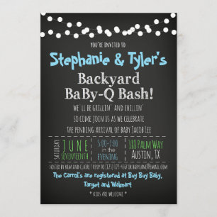 BaBy-Q BBQ Baby Boy Shower Invitation Carte de liv