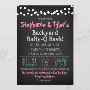 baby-Q BBQ Baby Girl Shower Invitation Book Card Kaart