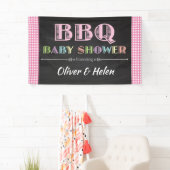 Baby Q BBQ Baby shower Banner Roze (Insitu)