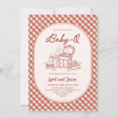 Baby Q BBQ kookfeest Couges Baby Shower Kaart (Voorkant)