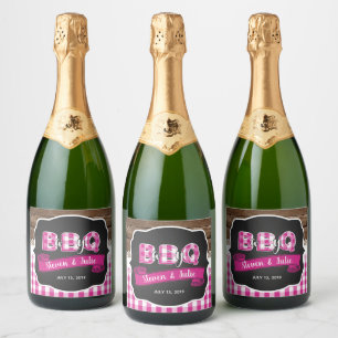 Baby Q Champagne Label - donkerroze Sparkling Wijnetiket