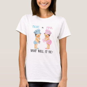 Baby Q Chef Babies Geslacht Reveal Blauw of Roze T-shirt