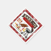 Baby-Q Geruit Rood & Zwart Grill Baby shower Servet (Hoek)