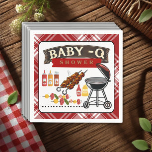 Baby-Q Geruit Rood & Zwart Grill Baby shower Servet