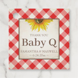 Baby Q Gingham en Sunflower Hartelijk dank Bedankjes Labels
