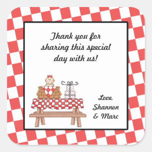 Baby Q Girl Shower Favor Sticker BBQ Barbeque