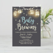 Baby Q Invitation Coed BBQ Baby Brouwen Jongen Bla Kaart (Staand voorkant)