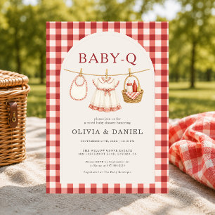Baby Q Meisje Waslijn Strik Gingham Baby Shower Kaart